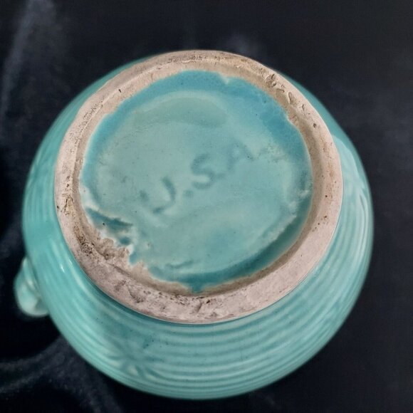 Shawnee MCM Made In USA Creamer & Sugar Bowl Snowflake Turquoise Blue Star Burst - Picture 6 of 15